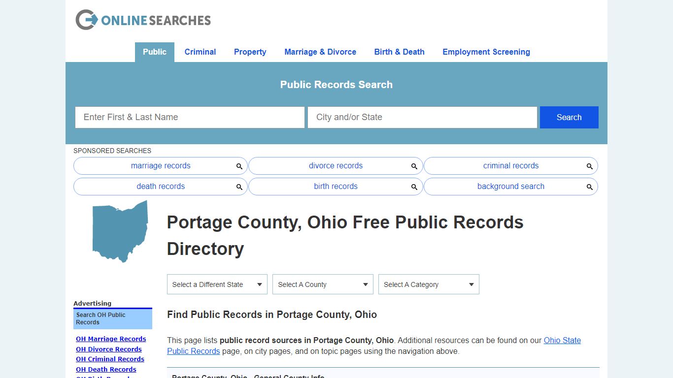 Portage County, Ohio Free Public Records Directory - OnlineSearches.com